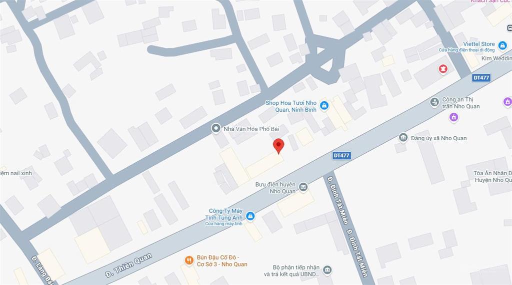 Mặt bằng hiếm 25m mặt tiền đường thiên quan  trung tâm nho quan  cho thuê dài hạn