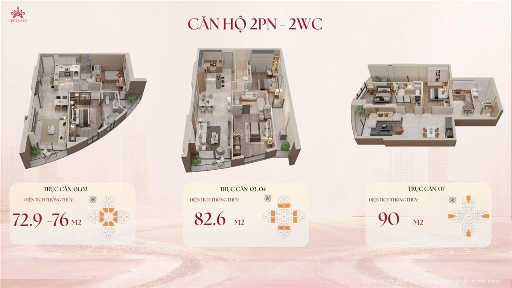 Chính chủ (không qua mg) bán căn hộ 72,6m2 tại the queen, 7,35 tỷ ở giải phóng, hoàng mai