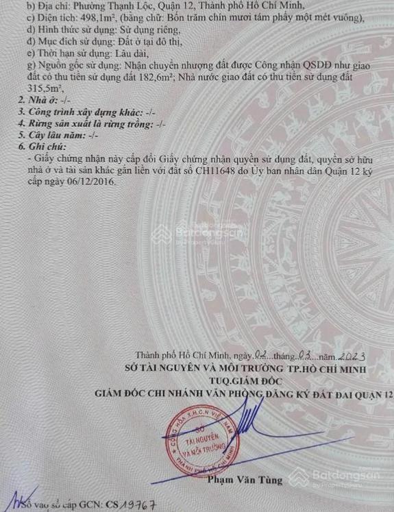 14 tỷ  28 triệu/m2, / hẻm 6m đường thạnh lộc 47  9.4x53m / 498m2  cấp phép 4 tầng