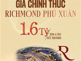 Đã có giá chính thức dự án richmond phú xuân  chiết khấu hấp dẫn đến 4%