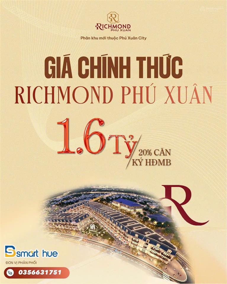 Shophouse richmond phú xuân 4 tầng ngay trung tâm tp.huế  2 mặt tiền kinh doanh  dân cư đông đúc