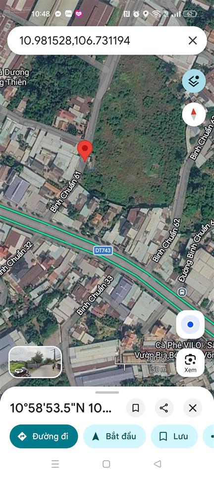 Đất 2 mt đường bình chuẩn 61 & 62 phường bình chuẩn tĩnh bình dương tp hcm dt 5000m(44*120) giá110
