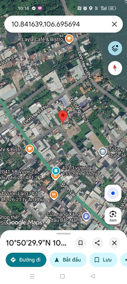 Bán đất đường vườn lài phường an phú đông quận 12, dt146m(5,5x26m) giá 11,5tỷ đường 7m