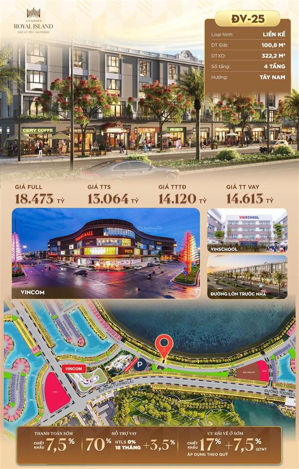 Bán liền kề đảo vua view công viên sau nhà view sông, tặng 100m2 lưu không