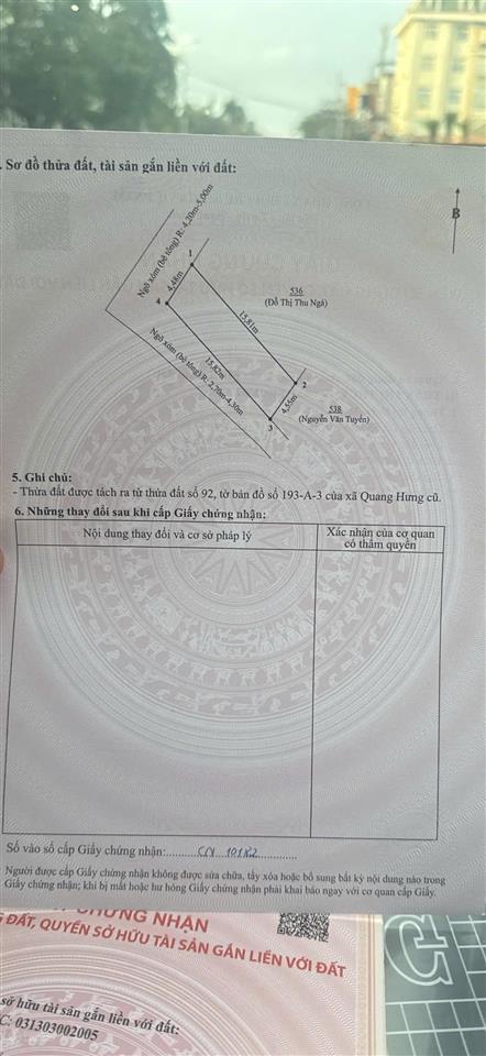Bán đất 302, quang hưng, an lão, 1 tỷ, 70m2, sổ đỏ đầy đủ