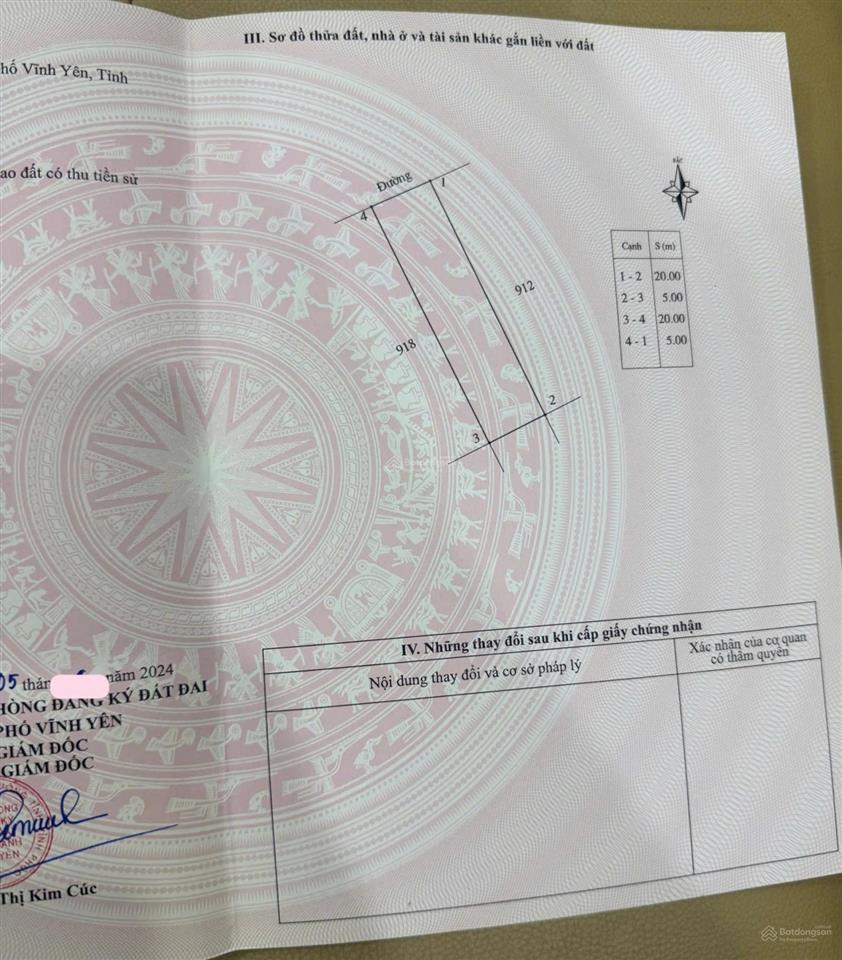 Khu đô thị nam vĩnh yên  lô 100m có sổ hồng  giá 39tr