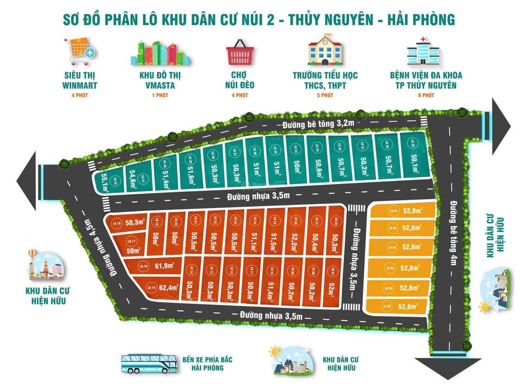 Bán đất tại thủy nguyên, 1,35 tỷ, 51m2, hàng hiếm view đẹp