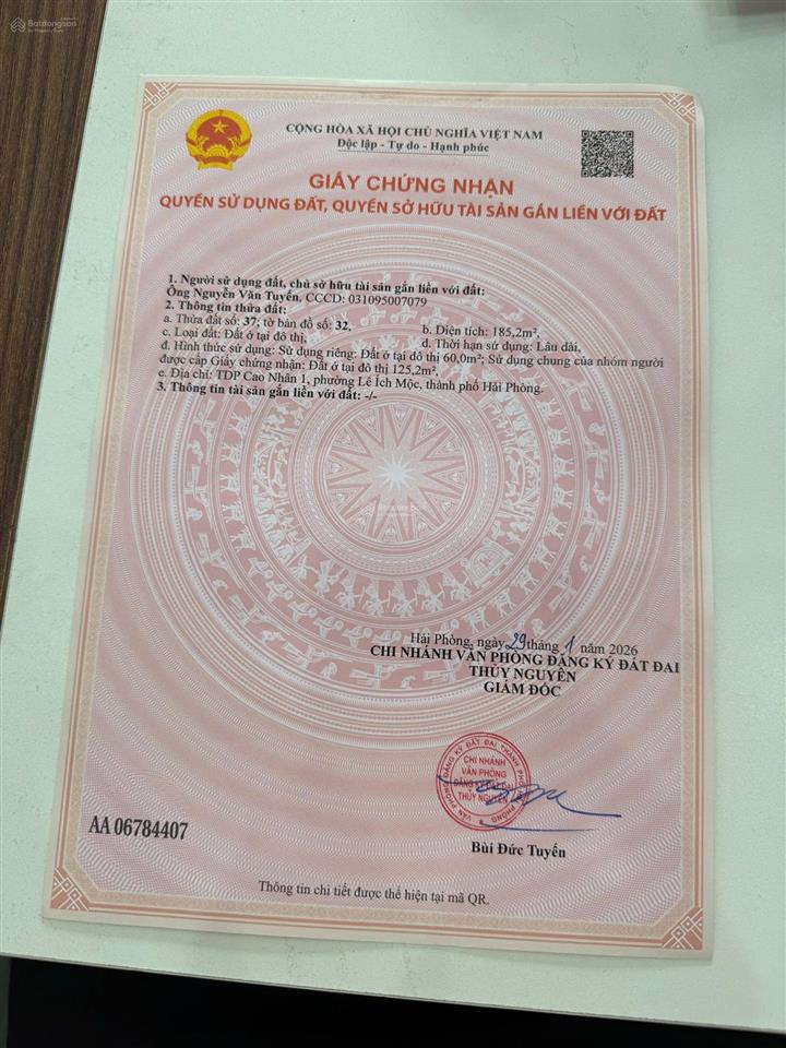 Bán đất mặt đường thông tại xã cao nhân  thủy nguyên  đường thông rộng 7m