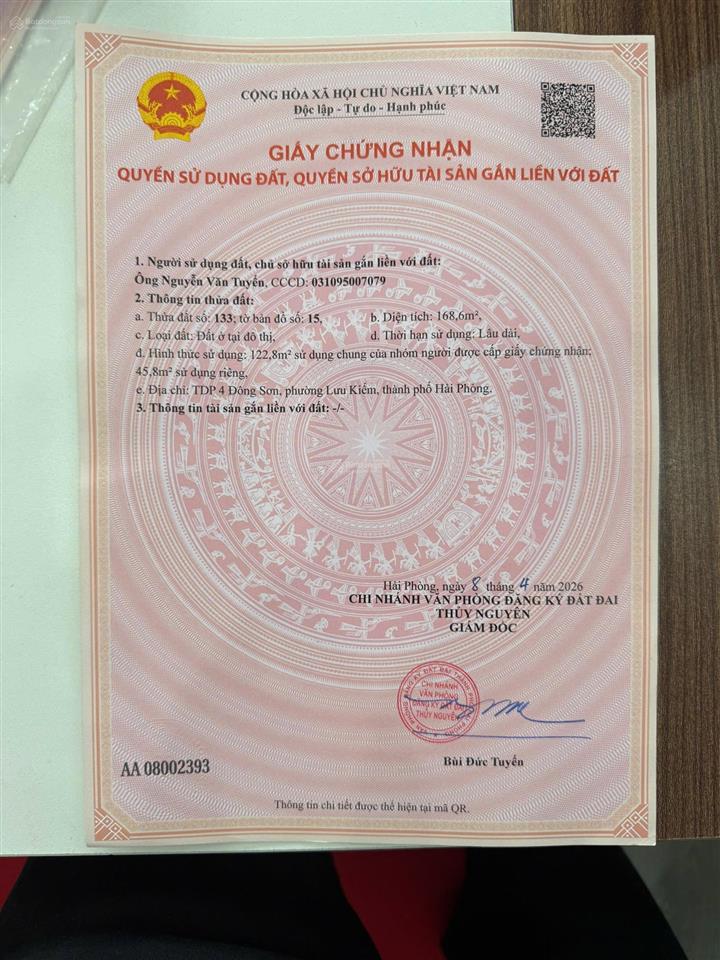 Duy nhất 1 lô tại đông sơn, thủy nguyên  cách đường quốc lộ 10 chỉ 100m  giá sốc 680tr