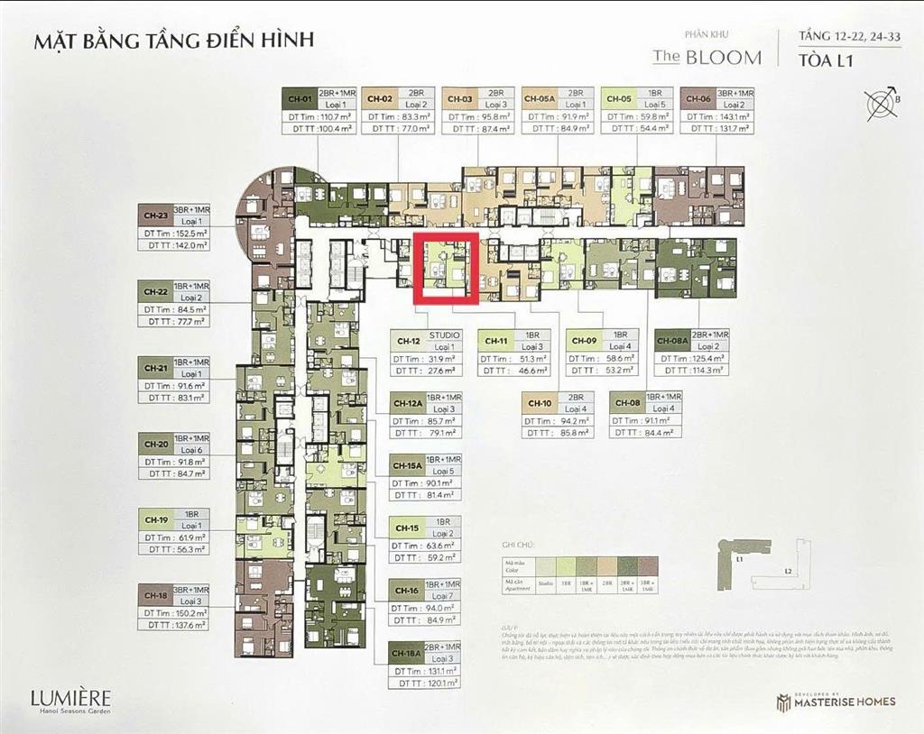Suất nhân viên căn ch11 (46,6m2) giá 6,1 tỷ tầng trung, view nội khu chiết khấu cao tại cao xà lá