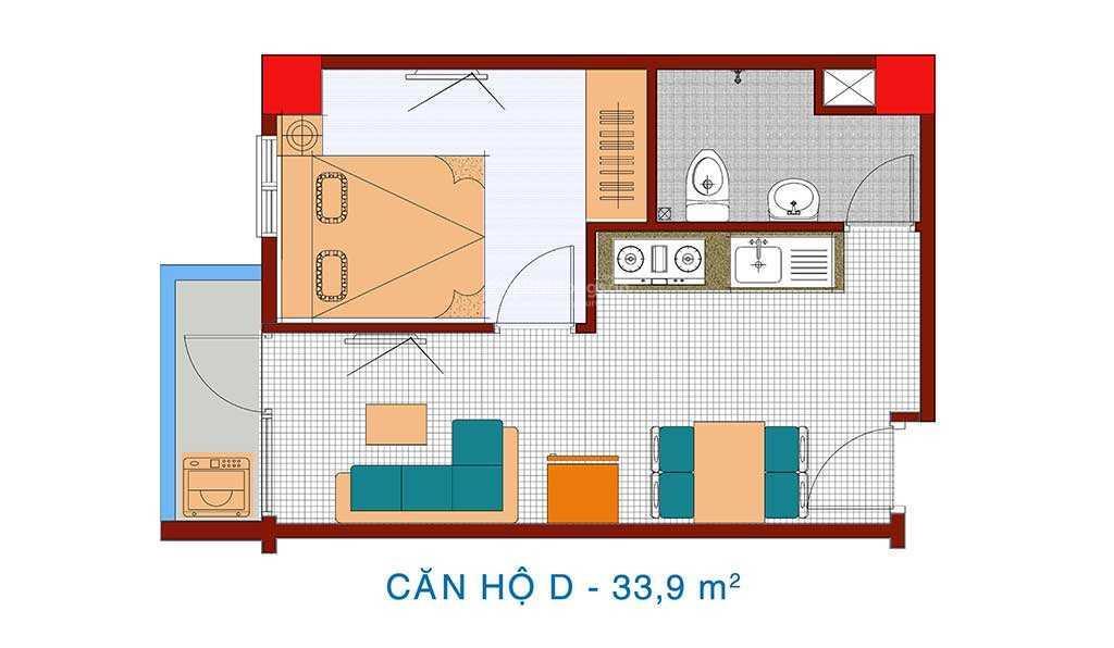 Bán căn hộ 36,5m2 block c cc lê thành tân tạo nhà sơn mới ngăn 2 phòng ngủ, tổng giá 750 triệu