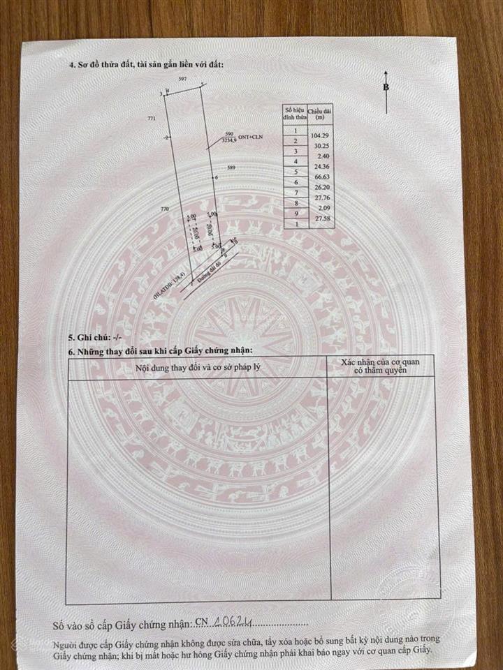 Cần bán gấp đất xã định hiệp dầu tiếng. dt 3,234.9m2 có nhà cấp 4 27m mặt tiền, 200mtc. giá 1.85 tỷ