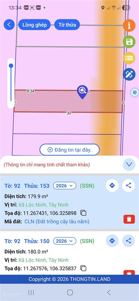 Cần bán gấp đất bến củi dương minh châu tây ninh 6x30, 99,5m² thổ cư, sát kcn 1000ha. giá 360tr.