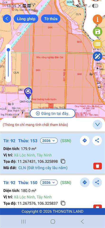 Cần bán gấp đất bến củi dương minh châu tây ninh 6x30, 99,5m² thổ cư, sát kcn 1000ha. giá 360tr.