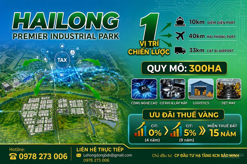 Bán đất công nghiệp kcn hải long giá từ 95 usd/m khu kinh tế thái bình