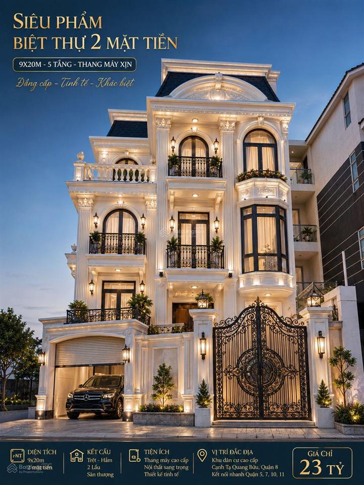 Bán gấp, giảm mạnh biệt thự sang trọng 5 tầng, 9x20m, cạnh tạ quang bửu, quận 8, chỉ còn 21,8 tỷ
