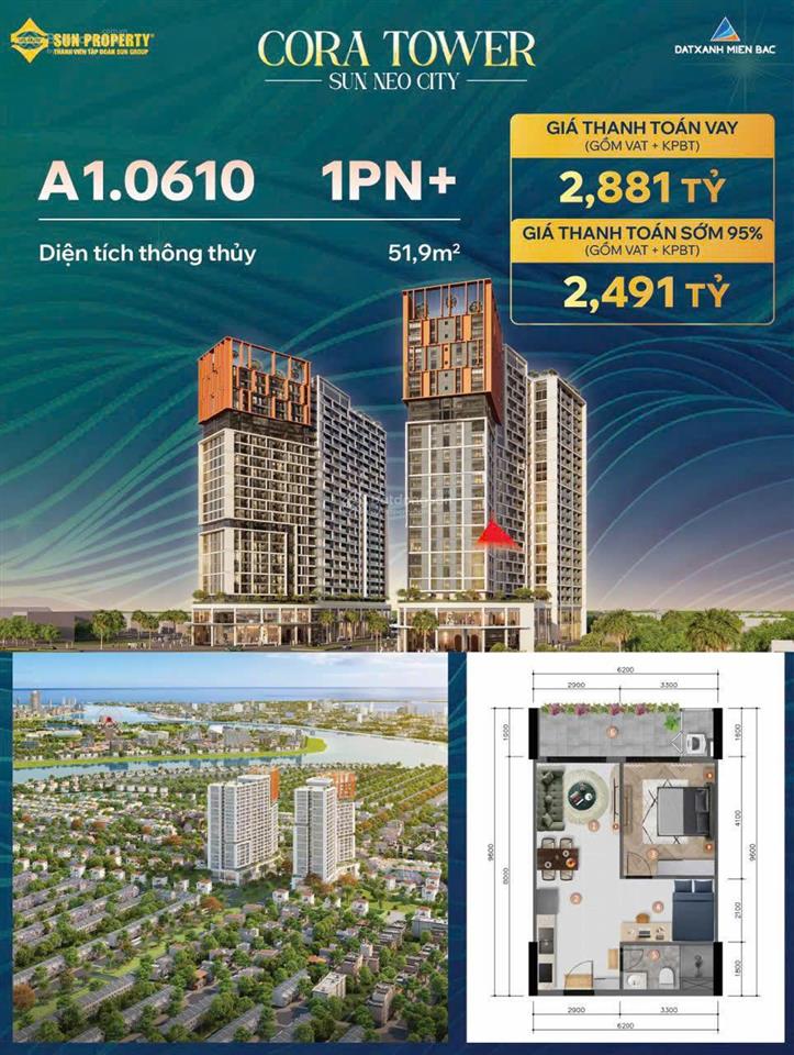 Vốn tự có 700tr sở hữu căn hộ 2pn + 1wc  cora tower đà nẵng