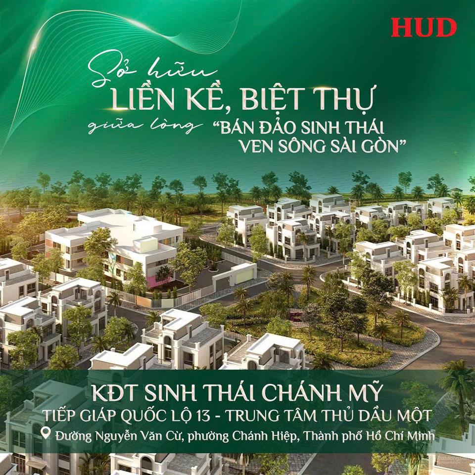 Biệt thự liền kề kđt sinh thái chánh mỹ (hud chánh mỹ) ven sông sài gòn, giá 4,2 tỷ/căn 112,5m2