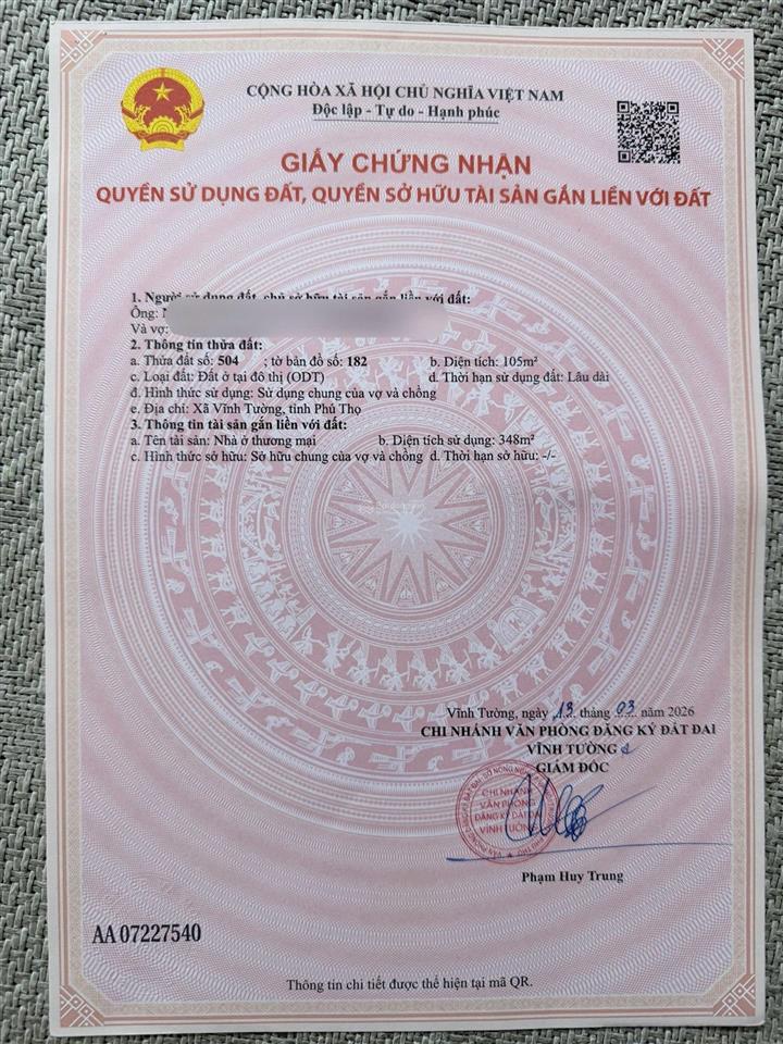 Bán shophouse kđt tứ trưng vĩnh tường vĩnh phúc