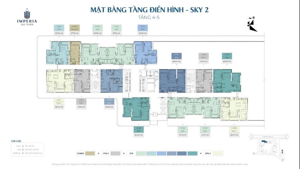 Cc đẹp xuất sắc tại imperia sky park, dự kiến 90 triệu / m2, 43 m2, 2pn, 1wc