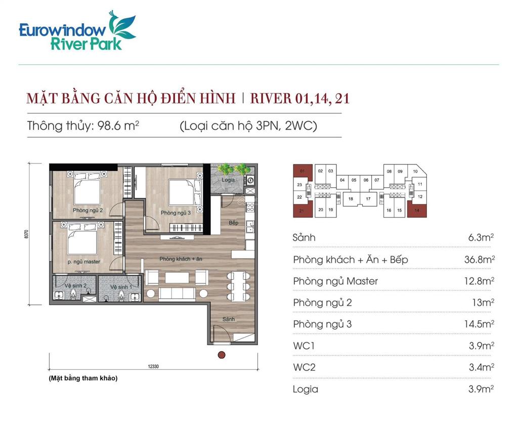 Bán gấp căn hộ 98,6m toà river 3 phòng ngủ ,vị trí căn góc toà nhà ,view sông giá5,9tỷ .