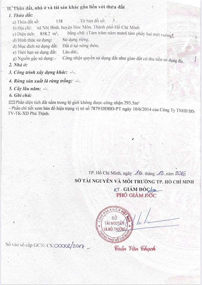 Chính chủ bán đất giá tốt hóc môn 858m ngang 25m thổ cư