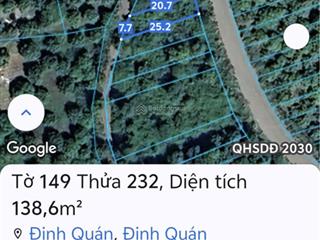 Bán đất mặt tiền đường bê tông định quán, đồng nai giá 620 tr