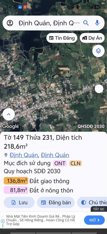 Chính chủ bán đất mặt tiền định quán tiềm năng đầu tư tốt