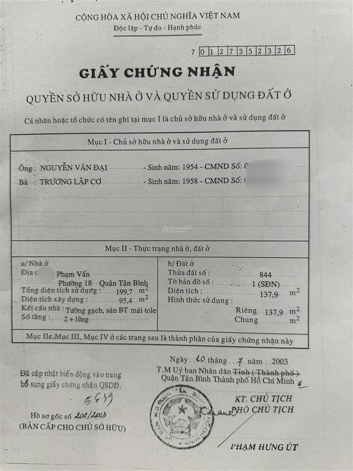 Nhà mặt tiền phạm vấn , sầm uất ngang 5.03m, dài 27.33m khu vực đầy đủ tiện ích xung quanh
