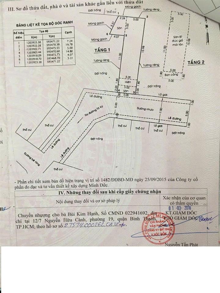 Bán gấp nhà trống đường nhựa 114m 1 trệt 1 lầu sổ hồng riêng 2/ngắn tô ký, hóc môn