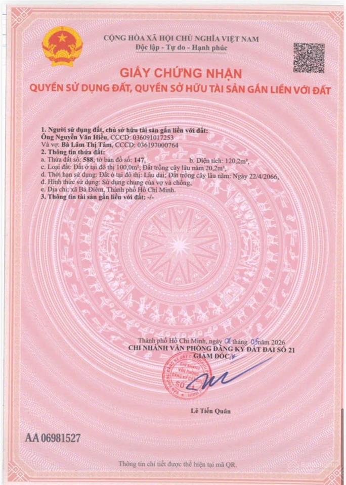 Bán đất shr ,5mx25m ,mặt tiền xuân thới thượng , bà điềm,gần vinhomes hóc môn