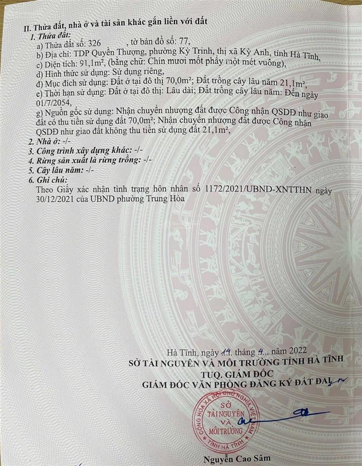Bán đất nền tại kỳ trinh, kỳ anh, hà tĩnh