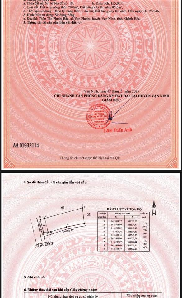 Đất ngay vị trí xã vạn phước  vạn ninh giá 15tr/m2