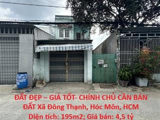 ĐẤT ĐẸP – GIÁ TỐT- CHÍNH CHỦ CẦN BÁN ĐẤT Xã Đông Thạnh, Hóc Môn, HCM