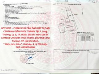 HOT HOT – CHÍNH CHỦ CẦN BÁN ĐẤT DỰ ÁN CENTANA ĐIỀN PHÚC THÀNH TẠI P. Long Trường, Q. 9,