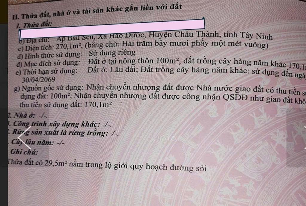 HOT HOT – CHÍNH CHỦ CẦN BÁN ĐẤT VỊ TRÍ ĐẸP  TẠI Xã Hảo Đước, huyện Châu Thành, tỉnh Tây