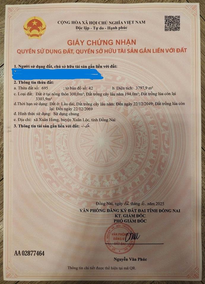 CƠ HỘI ĐẦU TƯ SINH LỜI HẤP DẪN -Chính Chủ Bán Đất MẶT TIỀN QUỐC LỘ 1A -Xuân Hưng, Xuân