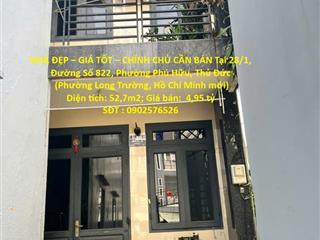 NHÀ ĐẸP – GIÁ TỐT – CHÍNH CHỦ CẦN BÁN Tại 28/1, Đường Số 822, Phường Phú Hữu, Thủ Đức