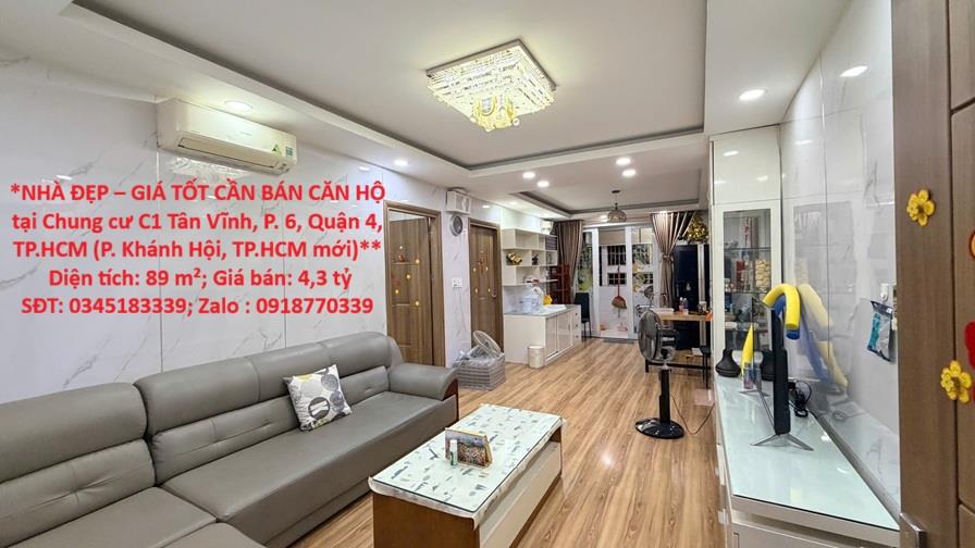 **NHÀ ĐẸP – GIÁ TỐT CẦN BÁN CĂN HỘ tại Chung cư C1 Tân Vĩnh, P. 6, Quận 4, TP.HCM (P.