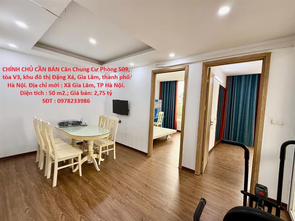CHÍNH CHỦ CẦN BÁN Căn Chung Cư Phòng 509, tòa V3, khu đô thị Đặng Xá, Gia Lâm, thành phố