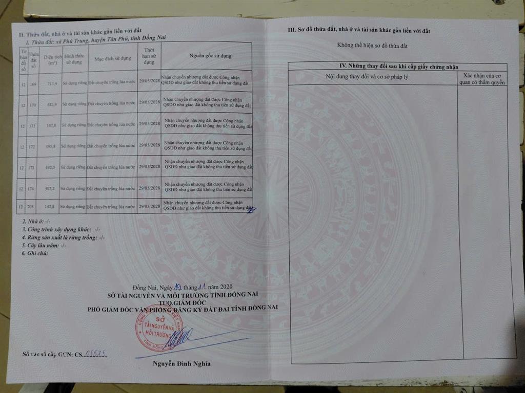 ĐẦU TƯ SINH LỜI - CHÍNH CHỦ Cần Bán Đất Nông Nghiệp Xã Phú Trung, H.Tân Phú, Đồng Nai