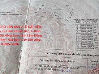 HOT HOT – CHÍNH CHỦ CẦN BÁN 2 LÔ ĐẤT LIỀN KỀ TẠI X. Hồng Sơn, H. Hàm Thuận Bắc, T. Bình