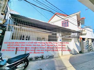 HOT HOT – CHÍNH CHỦ HẠ GIÁ BÁN NHANH 3 LÔ ĐẤT ĐẸP – Phường Tây Nha Trang, T. Khánh Hòa