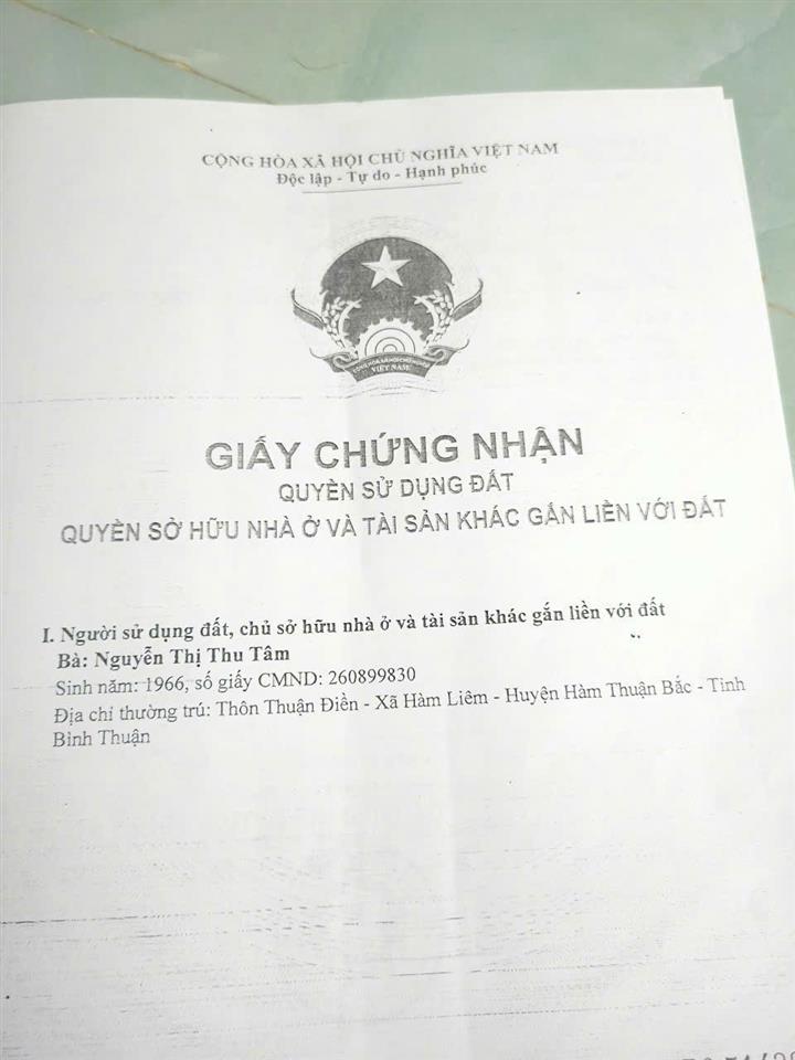 QUỸ ĐẤT HIẾM – CẦN BÁN GẤP ĐẤT THỔ CƯ 103M², CẦU SỐ 6, xã Hàm Liêm, Hàm Thuận Bắc,  Bình