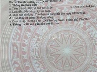 ĐẤT CHÍNH CHỦ - GIÁ TỐT Tại Xã Trường Xuân, H. Thới Lai, Cần Thơ NAY LÀ Xã Trường Xuân,
