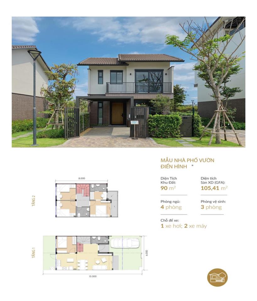 Cho thuê nhà phố vườn kđt waterpoint 1t1l 3 phòng ngủ, full nội thất giá 14tr/tháng