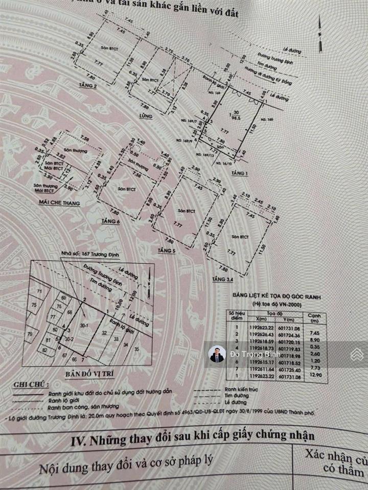 Bán mặt tiền trương định, quận 3  7,8m x 13m 7 tầng thang máy & pccc sử dụng 900m² sàn  78 tỷ