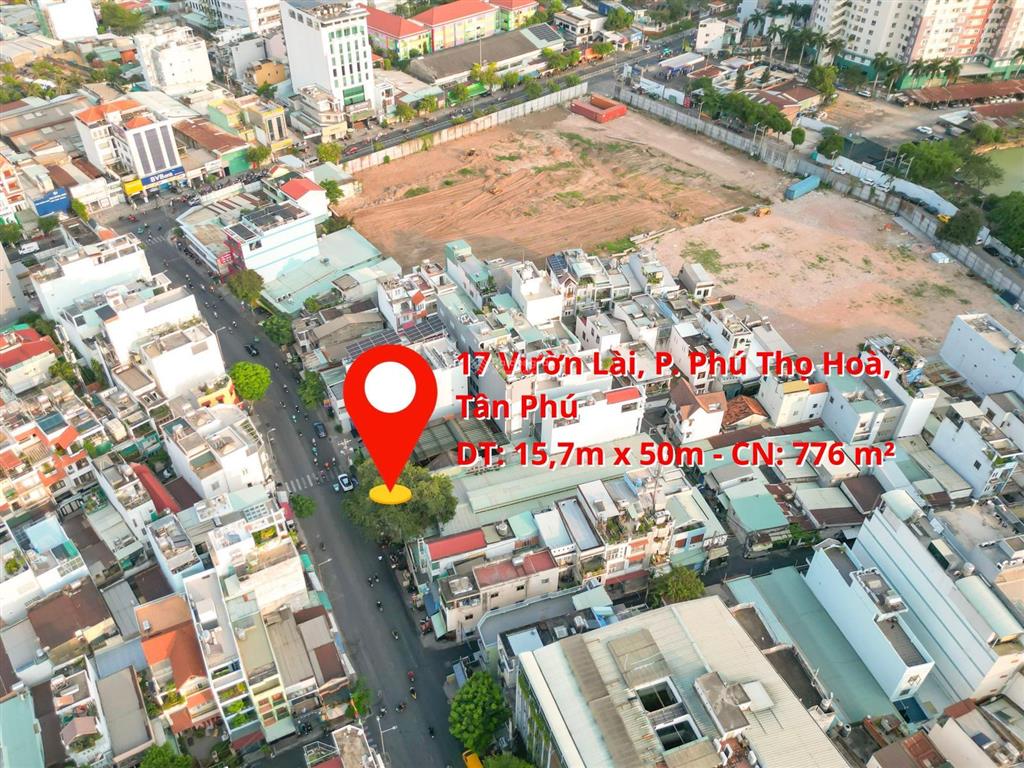 Ngang gần 16m 2 mặt tiền vườn lài, p. phú thọ hoà, tân phú  15.7x50m (776m)  giá 83 tỷ