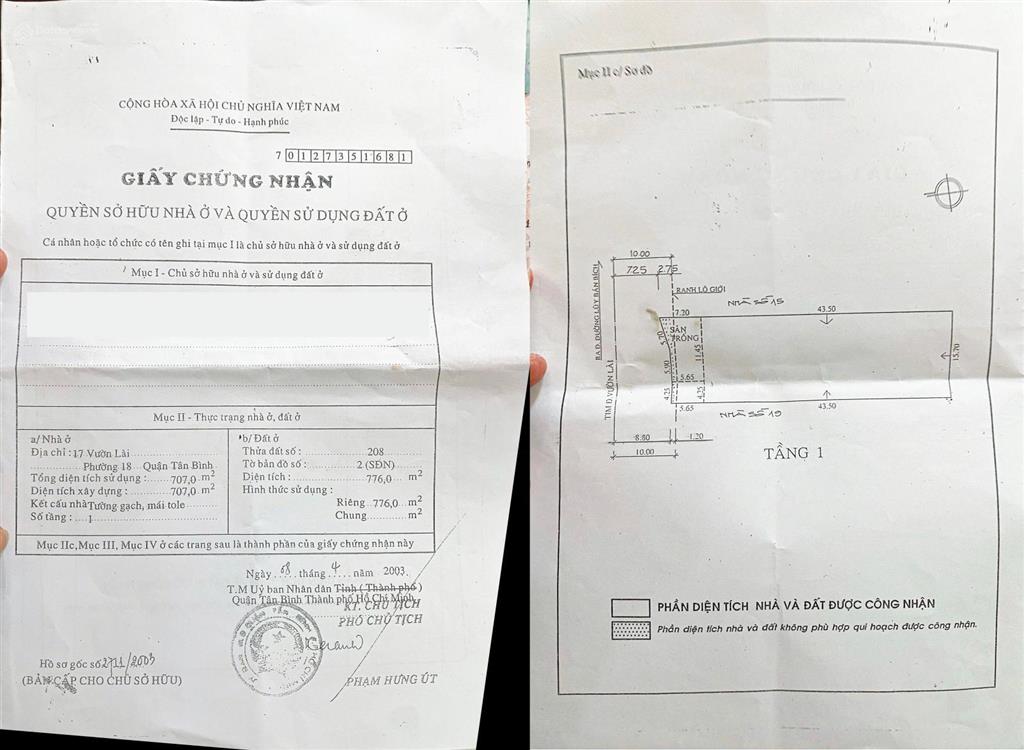 Ngang gần 16m 2 mặt tiền vườn lài, p. phú thọ hoà, tân phú  15.7x50m (776m)  giá 83 tỷ