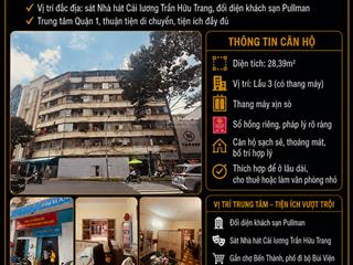 Căn hộ ngay trung tâm quận 1, số hồng vĩnh viễn có thang máy, 29m2 giá chỉ 2.5 tỷ.